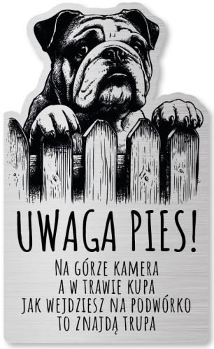Tabliczka Uwaga pies Buldog Angielski 25x15