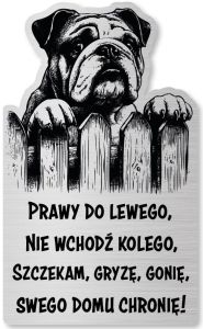 Tabliczka Uwaga pies Buldog Angielski 25x15