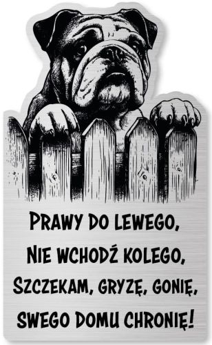 Tabliczka Uwaga pies Buldog Angielski 25x15