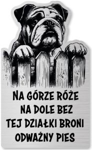 Tabliczka Uwaga pies Buldog Angielski 25x15