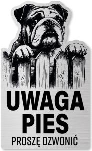 Tabliczka Uwaga pies Buldog Angielski 25x15