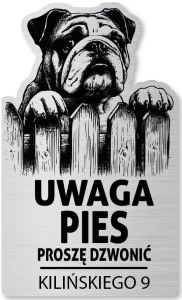Tabliczka Uwaga pies Buldog Angielski 25x15