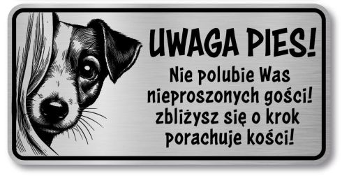Tabliczka Uwaga pies Jack Russel Terrier 20x10