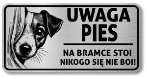 Tabliczka Uwaga pies Jack Russel Terrier 20x10