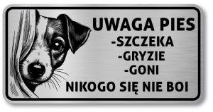 Tabliczka Uwaga pies Jack Russel Terrier 20x10