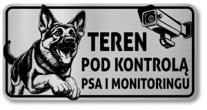 Tabliczka teren monitorowany uwaga pies Owczarek Niemiecki 20x10