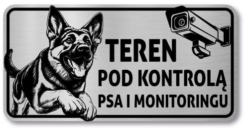 Tabliczka teren monitorowany uwaga pies Owczarek Niemiecki 20x10