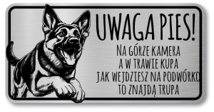Tabliczka Uwaga pies Owczarek Niemiecki 20x10
