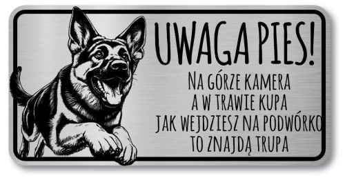 Tabliczka Uwaga pies Owczarek Niemiecki 20x10