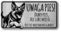Tabliczka Uwaga pies Owczarek Niemiecki 20x10