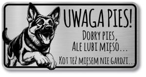 Tabliczka Uwaga pies Owczarek Niemiecki 20x10