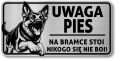 Tabliczka Uwaga pies Owczarek Niemiecki 20x10