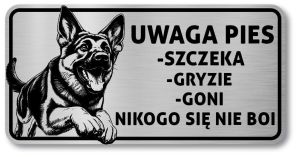 Tabliczka Uwaga pies Owczarek Niemiecki 20x10