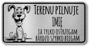 Tabliczka Uwaga pies śmieszna 20x10