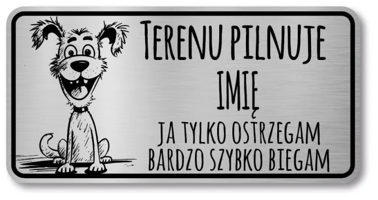 Tabliczka Uwaga pies śmieszna 20x10