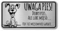 Tabliczka Uwaga pies śmieszna 20x10