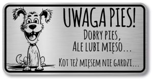 Tabliczka Uwaga pies śmieszna 20x10