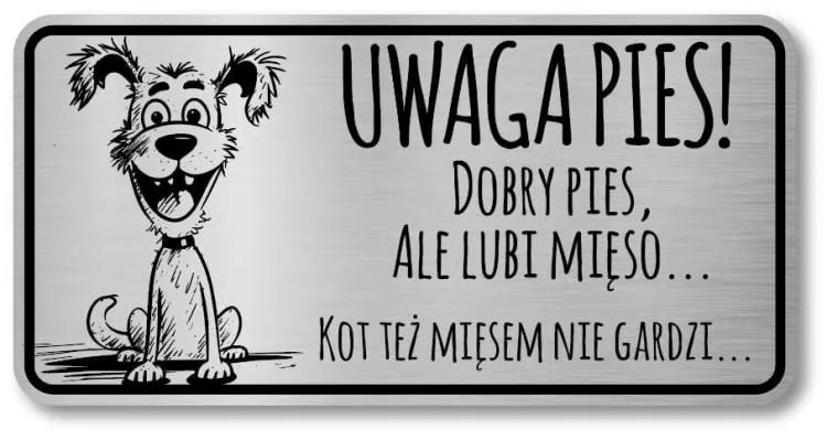 Tabliczka Uwaga pies śmieszna 20x10