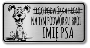 Tabliczka Uwaga pies śmieszna 20x10