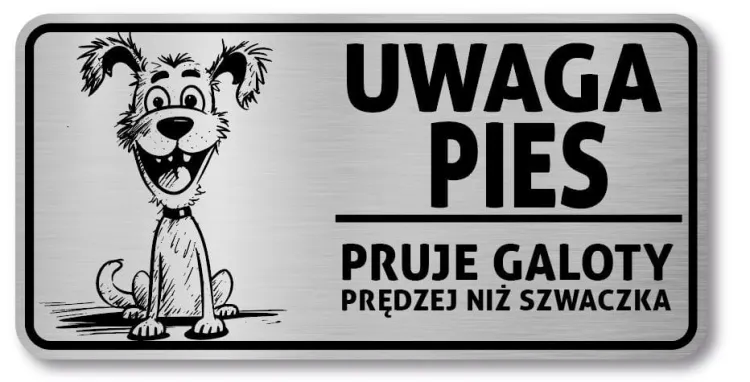 Tabliczka Uwaga pies śmieszna 20x10
