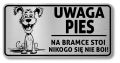 Tabliczka Uwaga pies śmieszna 20x10