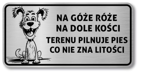 Tabliczka Uwaga pies śmieszna 20x10