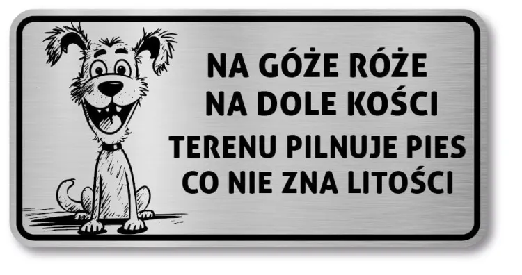 Tabliczka Uwaga pies śmieszna 20x10