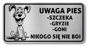 Tabliczka Uwaga pies śmieszna 20x10