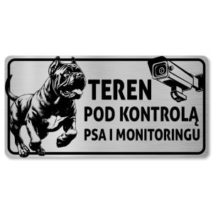 Tabliczka teren monitorowany Uwaga pies Cane Corso 20x10