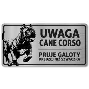 Tabliczka Uwaga pies Cane Corso 20x10