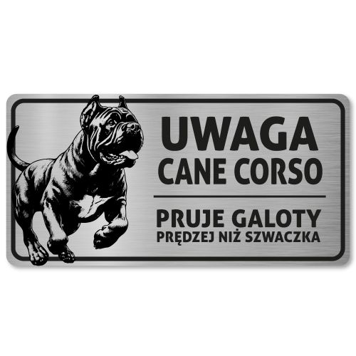 Tabliczka Uwaga pies Cane Corso 20x10
