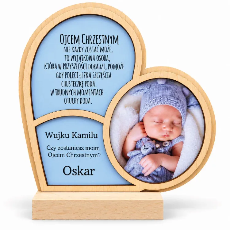 Prośba o bycie ojcem chrzestnym lub matką chrzestną - drewniana statuetka