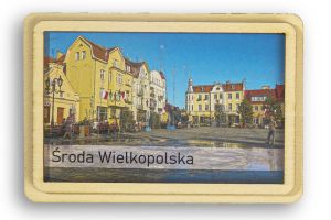 Magnes pamiątkowy ze sklejki dwuwarstwowy z nadrukiem  Środa Wlkp Rynek