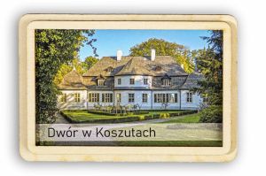 Magnes pamiątkowy ze sklejki dwuwarstwowy z nadrukiem  Dwór w Koszutach wzór 2