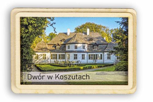Magnes pamiątkowy ze sklejki dwuwarstwowy z nadrukiem  Dwór w Koszutach wzór 2
