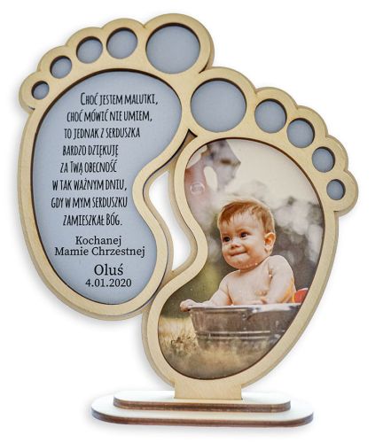 Statuetka ze zdjęciem - podziękowanie dla rodziców chrzestnych