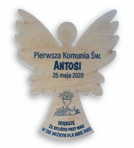 Podziękowanie dla gości komunijnych - Aniołek wzór 1