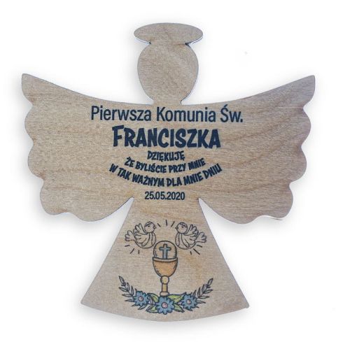 Podziękowanie dla gości komunijnych - Aniołek wzór 2