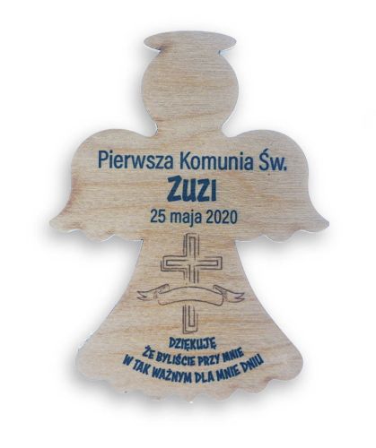 Podziękowanie dla gości komunijnych - Aniołek wzór 3