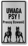 Tabliczka z Laminatu 20 x 12 Uwaga psy Cane Corso - proszę dzwonić