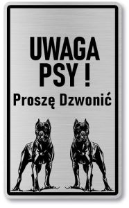 Tabliczka z Laminatu 20 x 12 Uwaga psy Cane Corso - proszę dzwonić