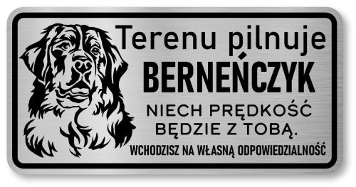 Tabliczka z Laminatu 20 x 10 Uwaga Pie - Berneński Pies Pasterski 