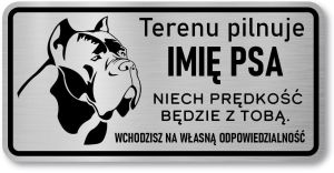 Tabliczka z laminatu 20 x 10 Cane Corso niech prędkość będzie z Tobą