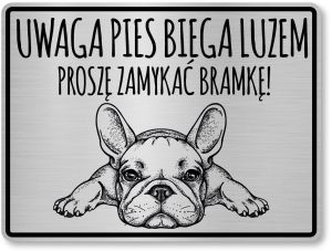 Tabliczka z Laminatu 20 x 15 Buldog Francuski - Pies biega luzem