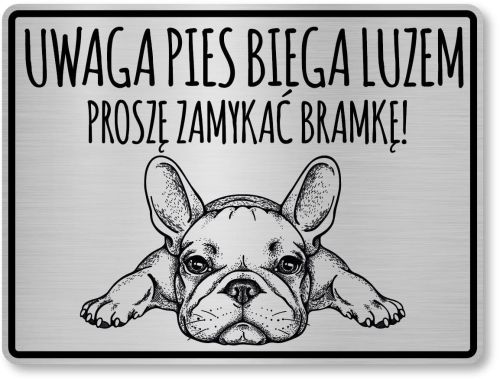 Tabliczka z Laminatu 20 x 15 Buldog Francuski - Pies biega luzem