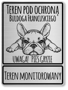 Tabliczka z Laminatu 20 x 15 Buldog Francuski -  uwaga pies gryzie