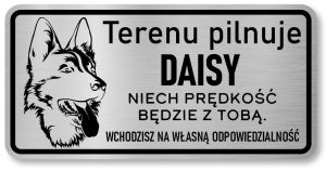 Tabliczka z Laminatu 20 x 10 Terenu pilnuje Owczarek Tabliczka z imieniem psa