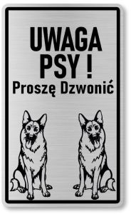 Tabliczka z Laminatu 20 x 12 Owczarki -  Uwaga psy proszę dzwonić