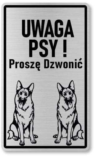 Tabliczka z Laminatu 20 x 12 Owczarki -  Uwaga psy proszę dzwonić